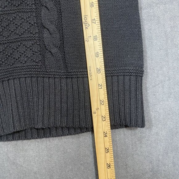 Chaps Womens Black Cable Knit Pullover Sweater Classic V-Neck Size Medium - Picture 8 of 9